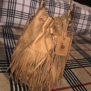 Ralph Lauren leather cognac brown shoulder bag.